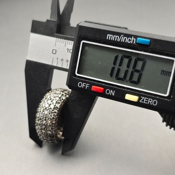 VTG Sterling Silver 925 Dome Eternity Ring Size 7 Quartz Crystal Pave Signed - Picture 8 of 11